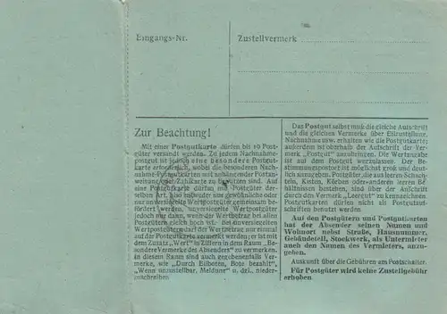 Paketkarte 1948: Wesel Tannenhäuschen nach Haar, Wertkarte, bes. Formular