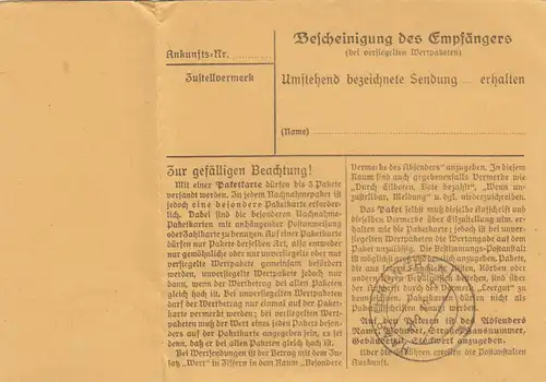 Paketkarte 1948: Kirchanschöring nach Haar, Heilanstalt