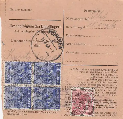 BiZone Paketkarte 1948: Girching nach Faistenhaar, Nachnahme