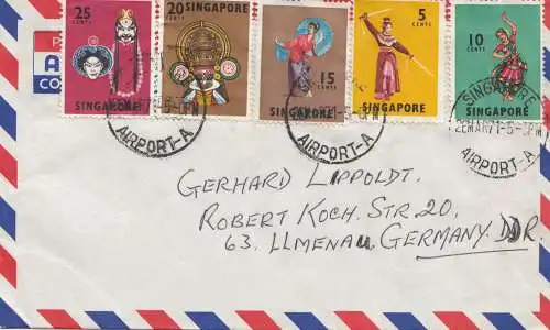 Singapore: 1971: air mail Airport-A to Ilmenau