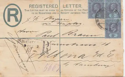 Singapore: 1903: registered letter to Altona