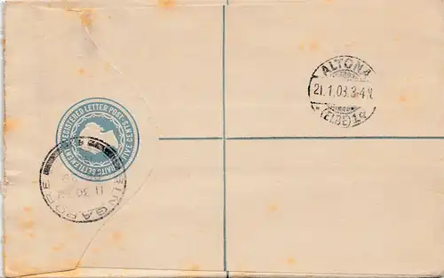Singapore: 1903: registered letter to Altona