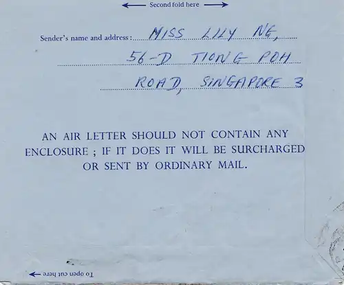 Singapore: 1972: air mail to Darmstadt