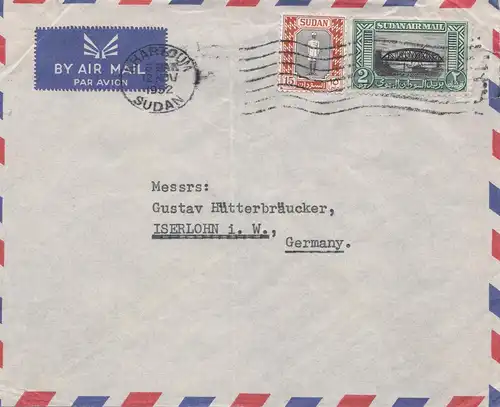 Soudan 1952: air mail Khartoum to Iserlohn