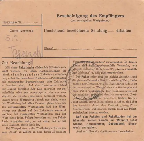 Carte paquet 1948: Berlin W 35 vers Hart a.d. HART