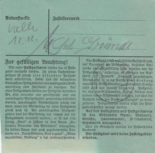 Carte de paquet 1947: Berlin-Tempelhof selon Haar, soin de la santé, bes. Formulaire