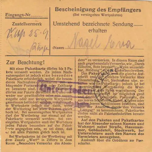 Carte de paquet BiZone 1948: Mindelheim par cheveux, carte de valeur