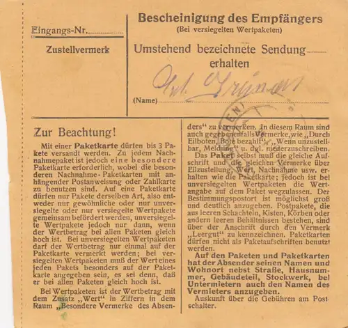 BiZone Paketkarte: Garching nach Eglfing, Durch Eilboten