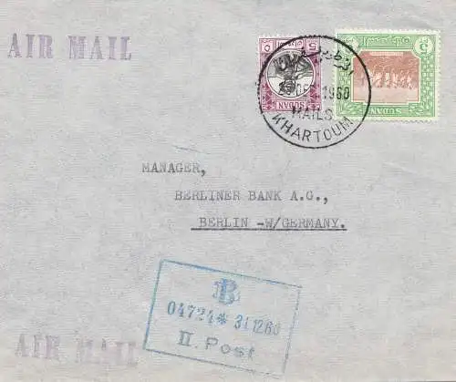 Sudan: 1960: air mail Khartoum to Berlin