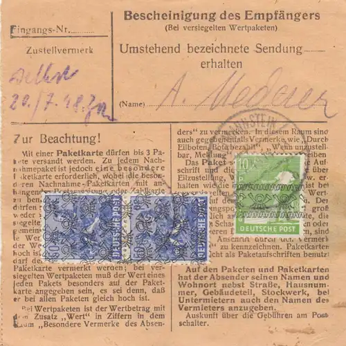 Carte de paquet BiZone 1948: Altmannstein après Oberammergau