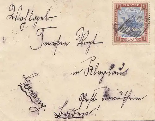 Sudan: 1906: mail Khartoum via Cairo to Krautheim/Baden