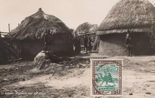 Sudan: post card Sudanese Hut white Nile