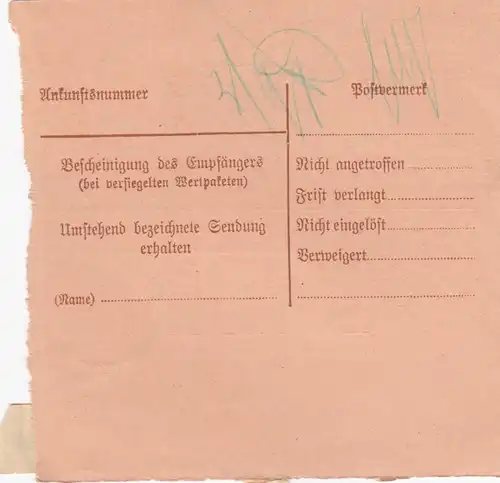 BiZone Paketkarte 1948: Weiden, Witt nach München, Selbstbucher, Nachnahme