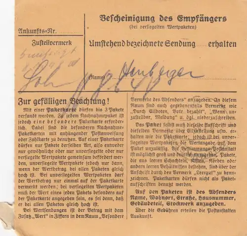 Carte de paquet BiZone 1948: Munich, Spannagl GmbH, par Haar, carte de valeur