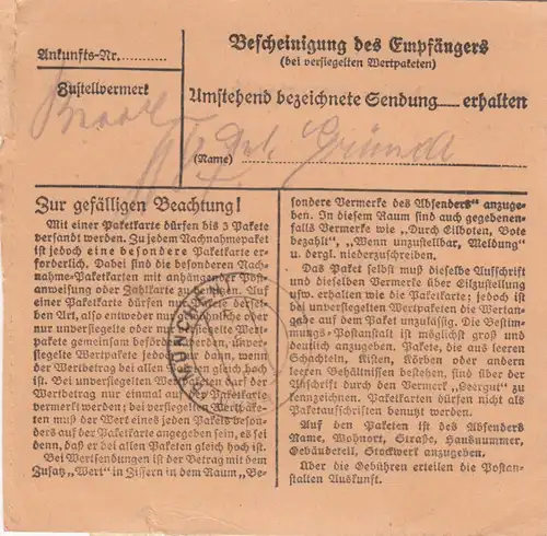 Paketkarte 1948: Schleißheim nach Eglfing, Heil- und Pflegeanstalt