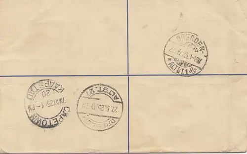 Afrique du Sud 1925: Cape Town registered letter to Dresde