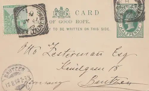 Afrique du Sud 1898: post card cap town to Bautzen/Germany