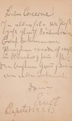 South Africa 1893: post card to Oldenburg