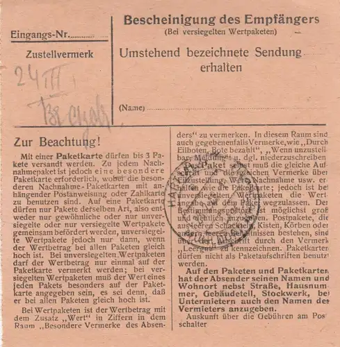 Carte de paquet 1948: Villages marché après Hart a.d. Alz