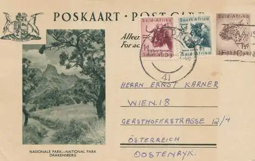 South Africa 1955: post card Drakensberg to Wien