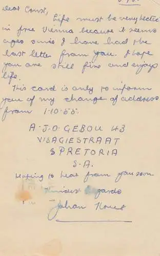 South Africa 1955: post card Drakensberg to Wien