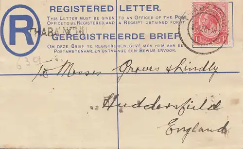 Afrique du Sud 1918: registered Thabnchu to England