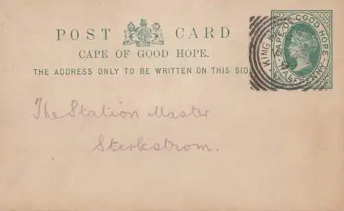 South Africa 1899: post card King Williams Town to Sterkstrom