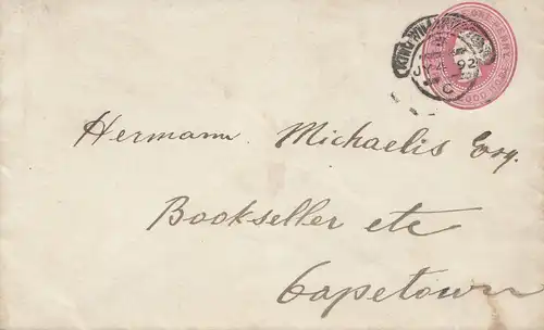 Afrique du Sud 1892 King Williams Town to Capetown