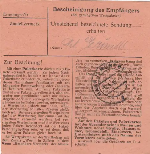 Carte de paquet 1948: Rennersthofen b. Neuchâtel après Haar, soin de la santé