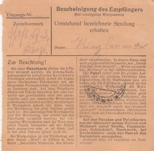 Carte de paquet 1948: Garde de porc par cheveux