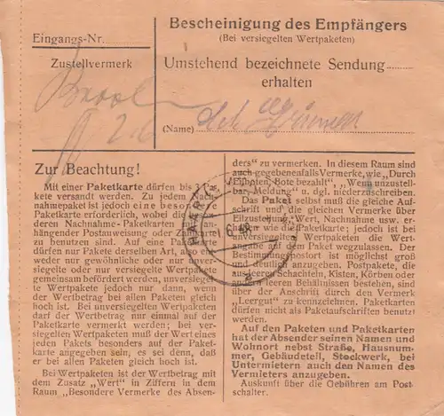 Paketkarte 1948: Bad Reichenhall nach München, Heilanstalt
