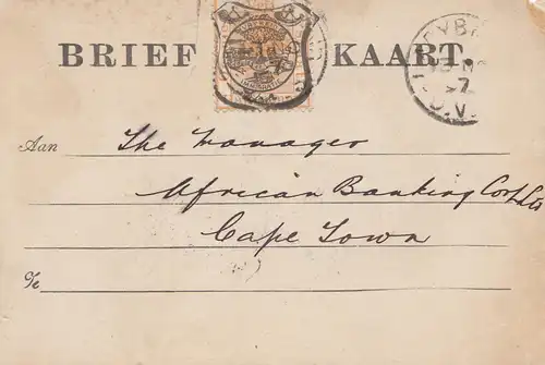 Afrique du Sud 1897: Ladybrand to Cape Town
