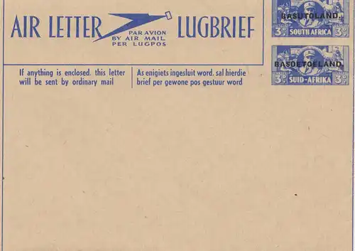 Afrique du Sud Basoetoeland - air letter, unused