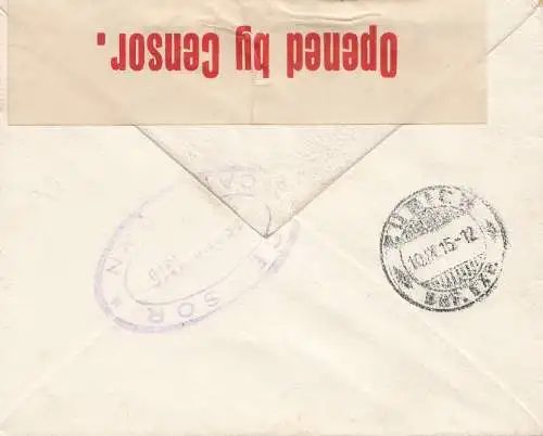 South Africa 1915: Johannesburg to Zürich, censor
