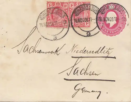 South Africa 1908 Johannesburg to Sachsen, Niederlausitz