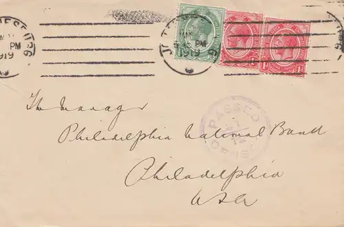 Afrique du Sud: 1919 Johannesburg to Philadelphie/USA