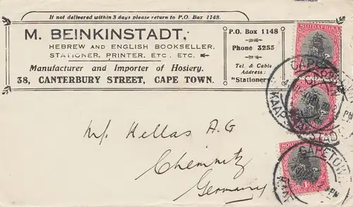 Afrique du Sud: Cape Town to Chemnitz, Philadelphie World Exhibition 1926 Gold