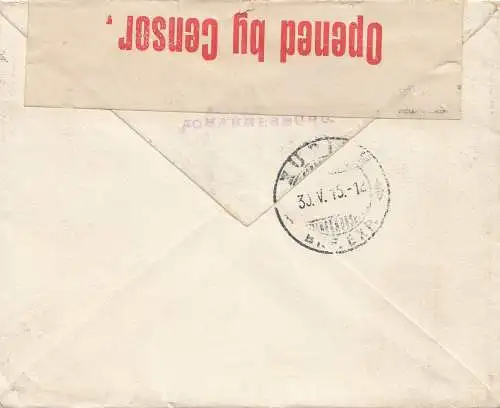 South Africa: 1915: Johannesburg to Zürich, Censor opened