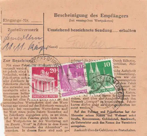 BiZone Paketkarte 1948: Bückeburger Truhe, Bückeburg nach Haar, Nachgebühr