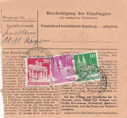 Carte de paquet BiZone 1948: Buckeburger Treuil, Bückeburg après les cheveux, frais supplémentaires