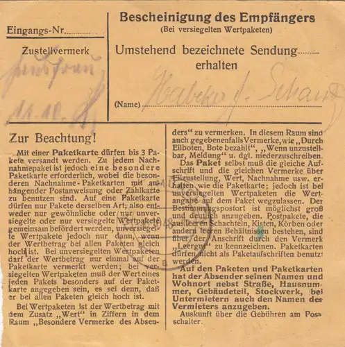 Carte de paquet BiZone 1948: Ingolstadt par cheveux, frais supplémentaires
