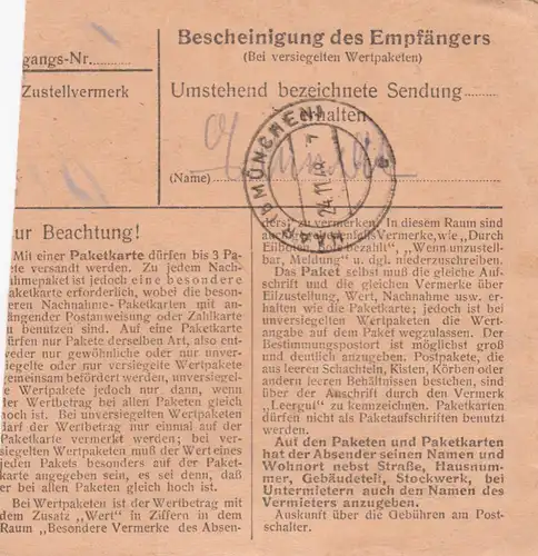 BiZone Paketkarte 1948: Peißenberg nach Haar, Frauenklinik