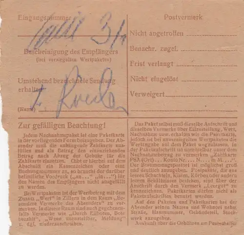 Carte de paquet BiZone: Barsinghausen, Auto-bookeur, LK 947 B, sans cachet, Resserrer.