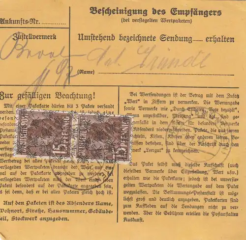 BiZone Paketkarte 1948: Edenstetten nach Haar b. München