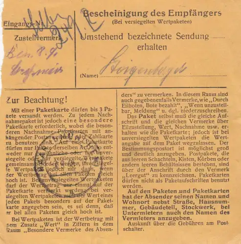 BiZone Carte de paquet 1948: Buchbach Küchenkopfäte von Putzbrunn