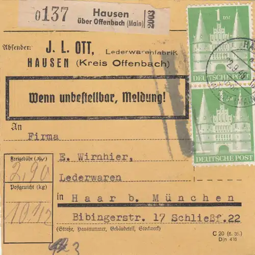 BiZone Carte Pack 1948: Maisons sur Offenbach après Haar, Auto-booker, Lederw.