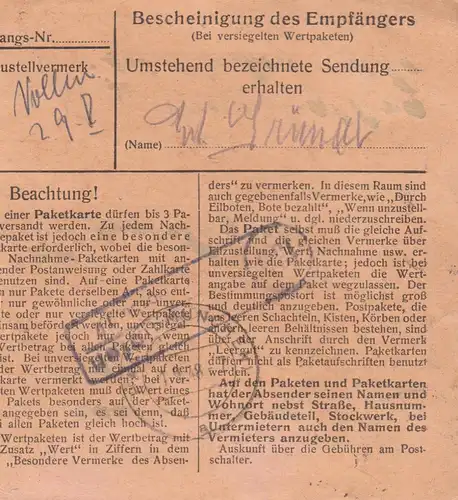 BiZone Paketkarte 1948: Augsburg nach Haar, Anstalt