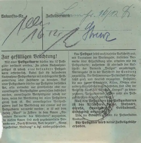 Carte de paquet 1947: Berlin-Charlottenburg vers Ottendihl, bes. Formulaire