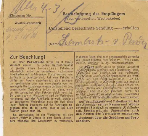 Carte de paquet 1948: Wiesbaden après Haar bei Munich