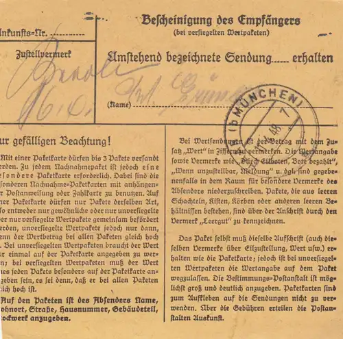 Paketkarte 1948: Hildesheim nach Eglfing, Heilanstalt, Wertkarte
